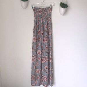 Strapless Bandeau Floral Maxi Dress